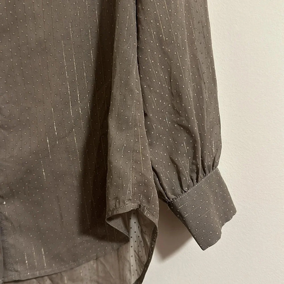 REISS Dotted metallic thread taupe button up blouse vintage 90s Y2K - Picture 2 of 4